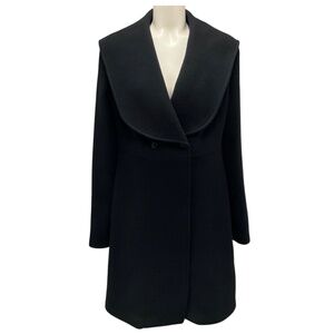JW ANDERSON BLACK OVERSIZE COLLAR COAT WITH KNOT BUTTONS